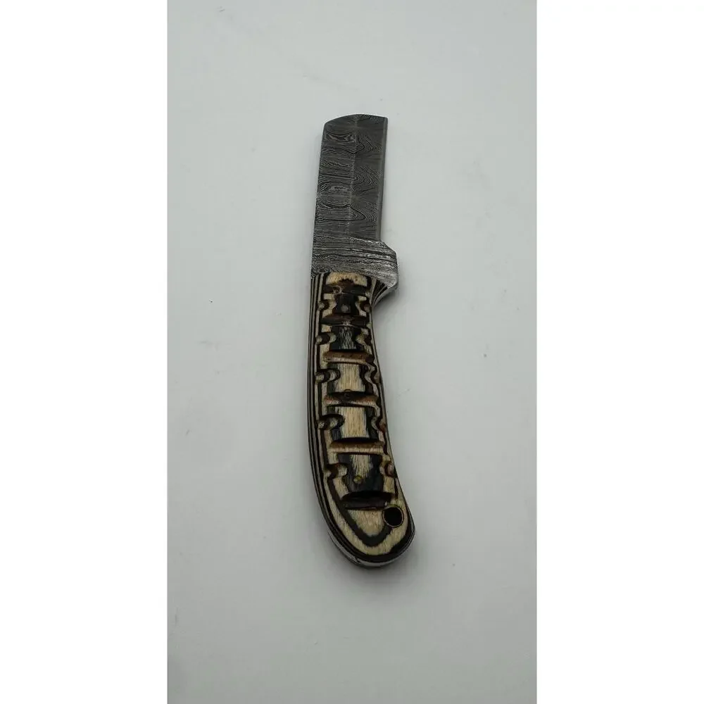 Handmade Damascus Steel Fixed Blade Knife w/ Leather Sheath – Pakistan Made NEW